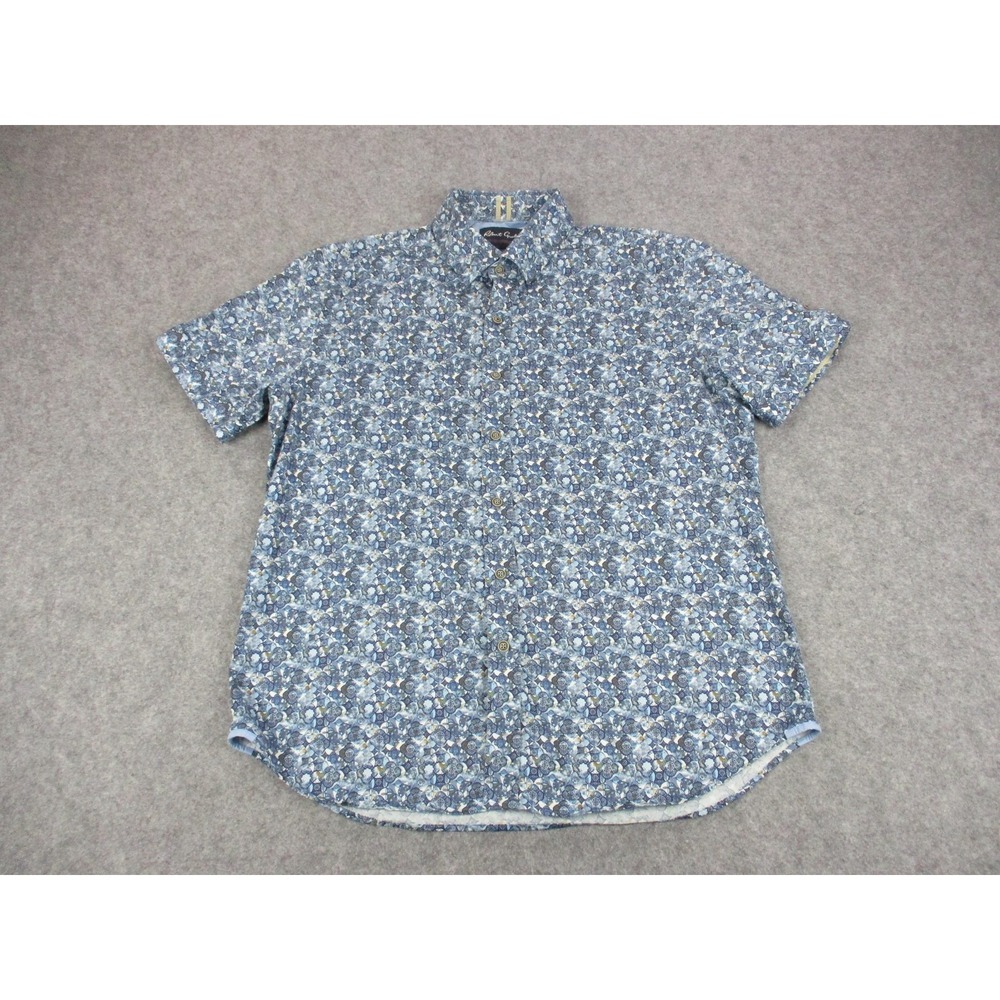 Robert Graham Shirt Mens 2XL Blue Floral Stretch Button Up Short Sleeve Tailored